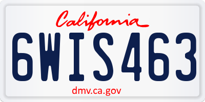 CA license plate 6WIS463