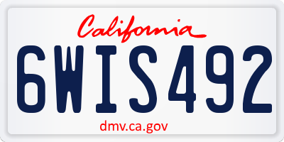 CA license plate 6WIS492
