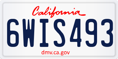 CA license plate 6WIS493
