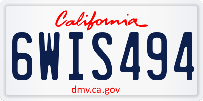 CA license plate 6WIS494