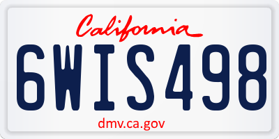 CA license plate 6WIS498