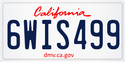 CA license plate 6WIS499