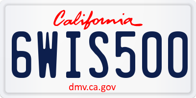 CA license plate 6WIS500