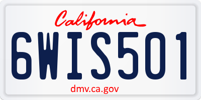 CA license plate 6WIS501