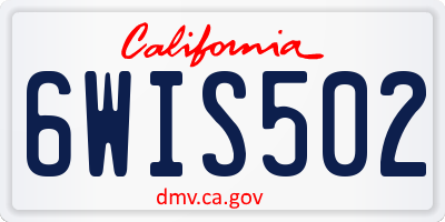CA license plate 6WIS502