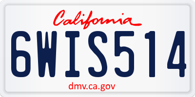 CA license plate 6WIS514