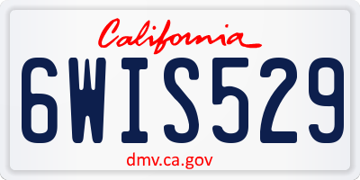 CA license plate 6WIS529