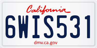 CA license plate 6WIS531