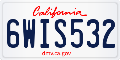 CA license plate 6WIS532