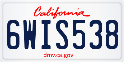 CA license plate 6WIS538
