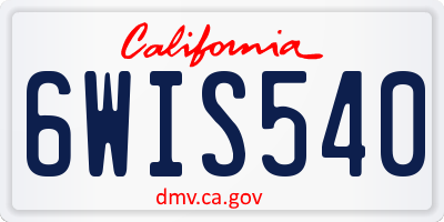 CA license plate 6WIS540