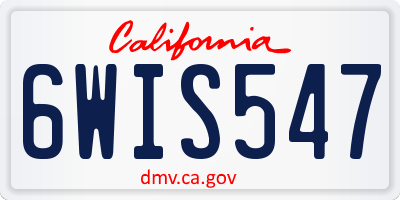 CA license plate 6WIS547