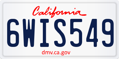CA license plate 6WIS549