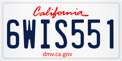 CA license plate 6WIS551