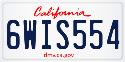 CA license plate 6WIS554