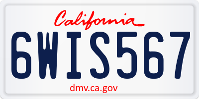 CA license plate 6WIS567