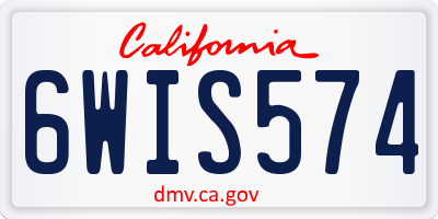 CA license plate 6WIS574