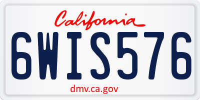 CA license plate 6WIS576