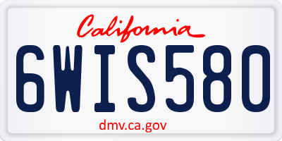 CA license plate 6WIS580