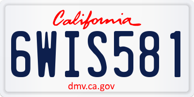 CA license plate 6WIS581