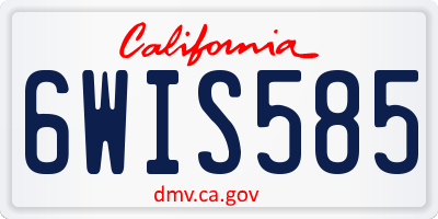CA license plate 6WIS585