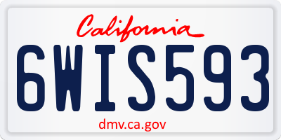 CA license plate 6WIS593