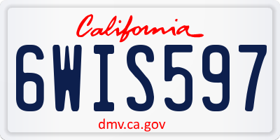 CA license plate 6WIS597