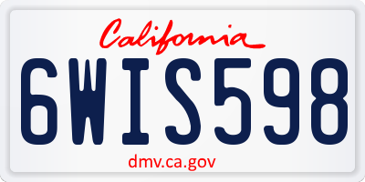 CA license plate 6WIS598