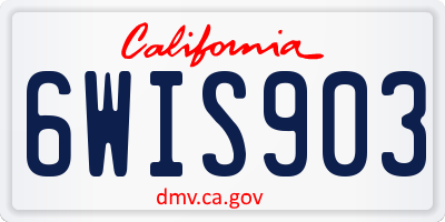 CA license plate 6WIS903