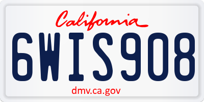CA license plate 6WIS908