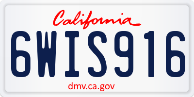 CA license plate 6WIS916