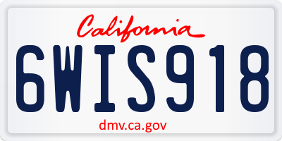 CA license plate 6WIS918