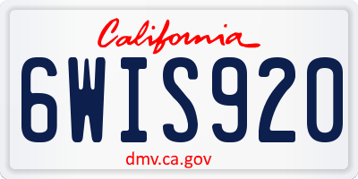 CA license plate 6WIS920