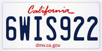 CA license plate 6WIS922