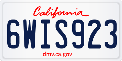 CA license plate 6WIS923