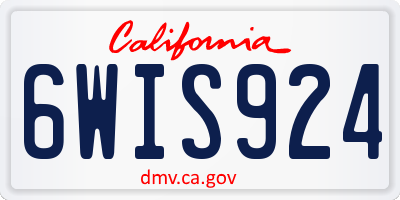 CA license plate 6WIS924