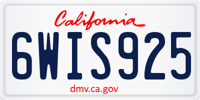CA license plate 6WIS925