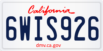 CA license plate 6WIS926