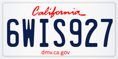 CA license plate 6WIS927