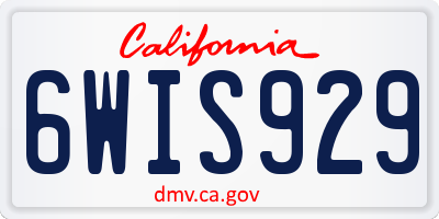 CA license plate 6WIS929