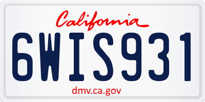 CA license plate 6WIS931