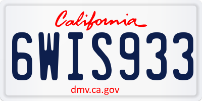 CA license plate 6WIS933