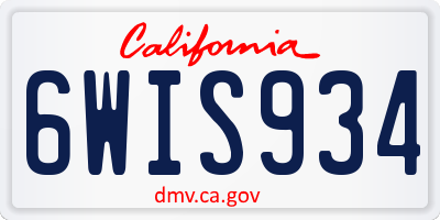 CA license plate 6WIS934