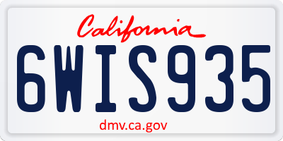 CA license plate 6WIS935