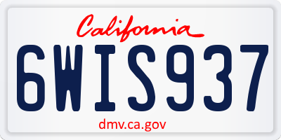 CA license plate 6WIS937