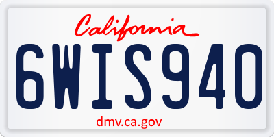CA license plate 6WIS940