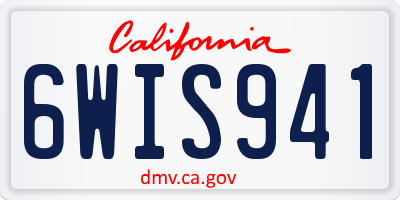 CA license plate 6WIS941