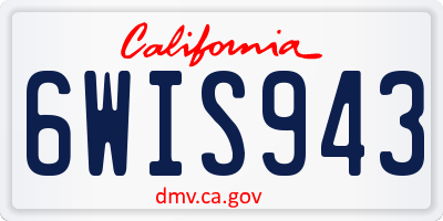 CA license plate 6WIS943