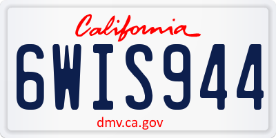 CA license plate 6WIS944