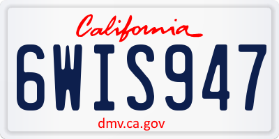 CA license plate 6WIS947